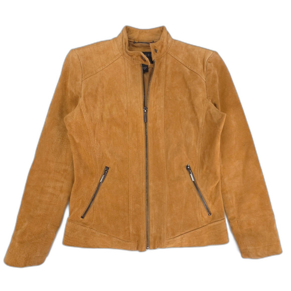 BERNARDO Suede Leather Tailored Biker Jacket Old Money Clean Girl Moto Western - Picture 1 of 9